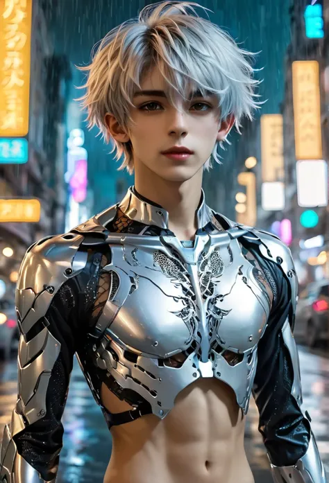 {{master piece}}, best quality, photograph of sexy twink, ((wearing no armor)), ((small flat soft human chest, armor does not co...