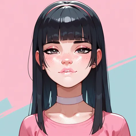 score_9,score_8_up,score_7_up,score_6_up,score_5_up,score_4_up,
1girl, pop art, pretty girl, black hair, hime cut, cute nose. bi...