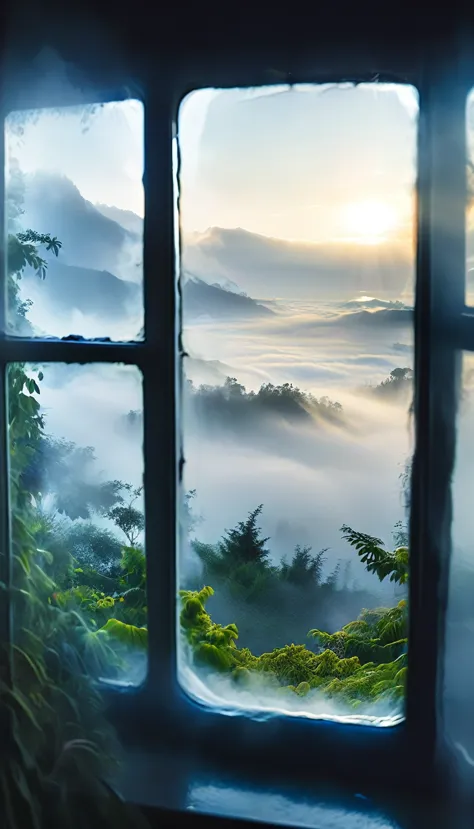 A paradise view from a very foggy window 