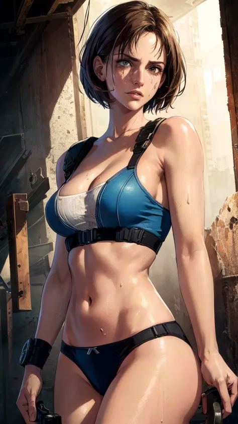 ((((masterpiece, best quality, high resolution)))), Extremely detailed 8K, 1 female, (Jill Valentine from Resident Evil) wearing...
