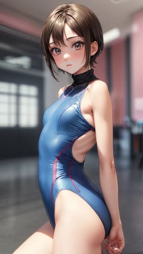 beautiful 1child gymnast leotard, extremely detailed face and eyes, long eyelashes, dynamic pose, colorful leotard, anime style ...