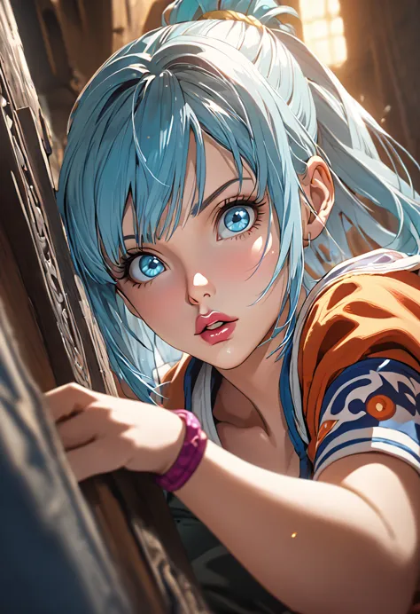 (1girl,bulma from dragon ball,goku from dragon ball,detailed face,highly detailed,photorealistic,cinematic lighting,dramatic lig...