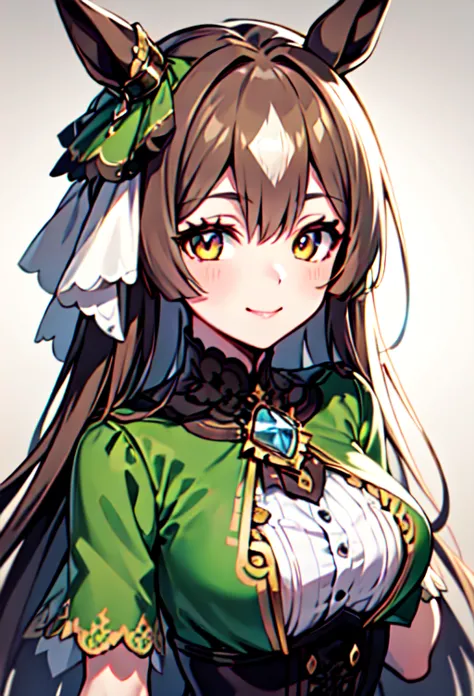 1girl, smile, green dress,, best quality, masterpiece, ultra detailed, illustration,