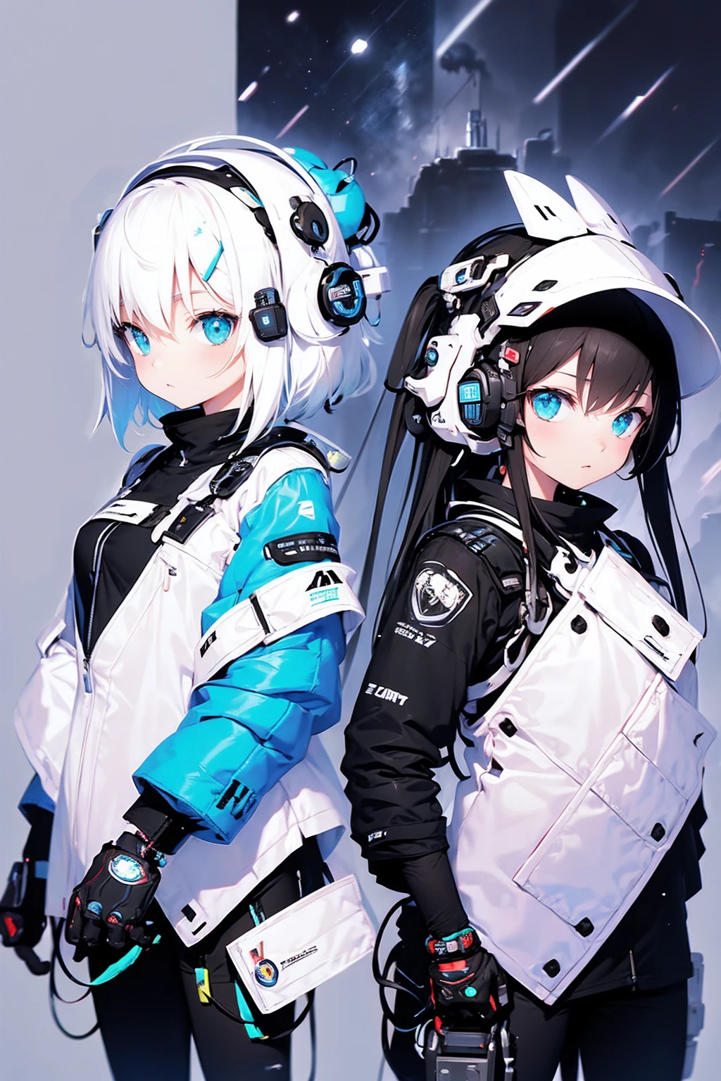 Cute and naughty sci-fi simple style mecha girl avatar，Show your face