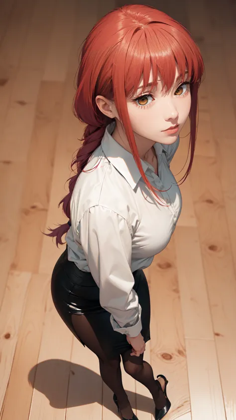((masterpiece, Best Quality, high resolution, Perfect Pixel, 8K))), 1 girl、medium thighs、 ((Red gorgeous hair))、(( Beautiful eye...