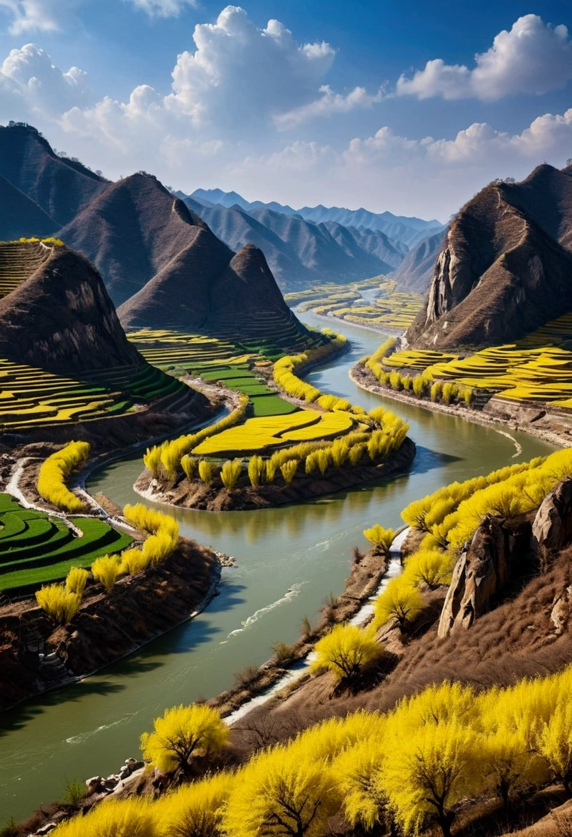 Muy por encima del río Amarillo entre las nubes blancas.Una ciudad aislada en la montaña Wanren.¿Por qué debería la flauta Qiang culpar al sauce??.La brisa primaveral no pasa por el paso de Yumen.