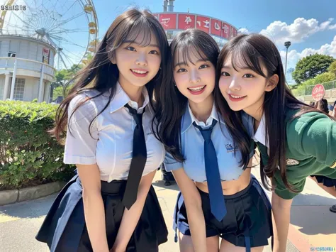 (super cute korean schoolgirl takes a commemorative photo with her beautiful best friend:1.2)(laughing:1.2)(beautiful sweat:1.1)...