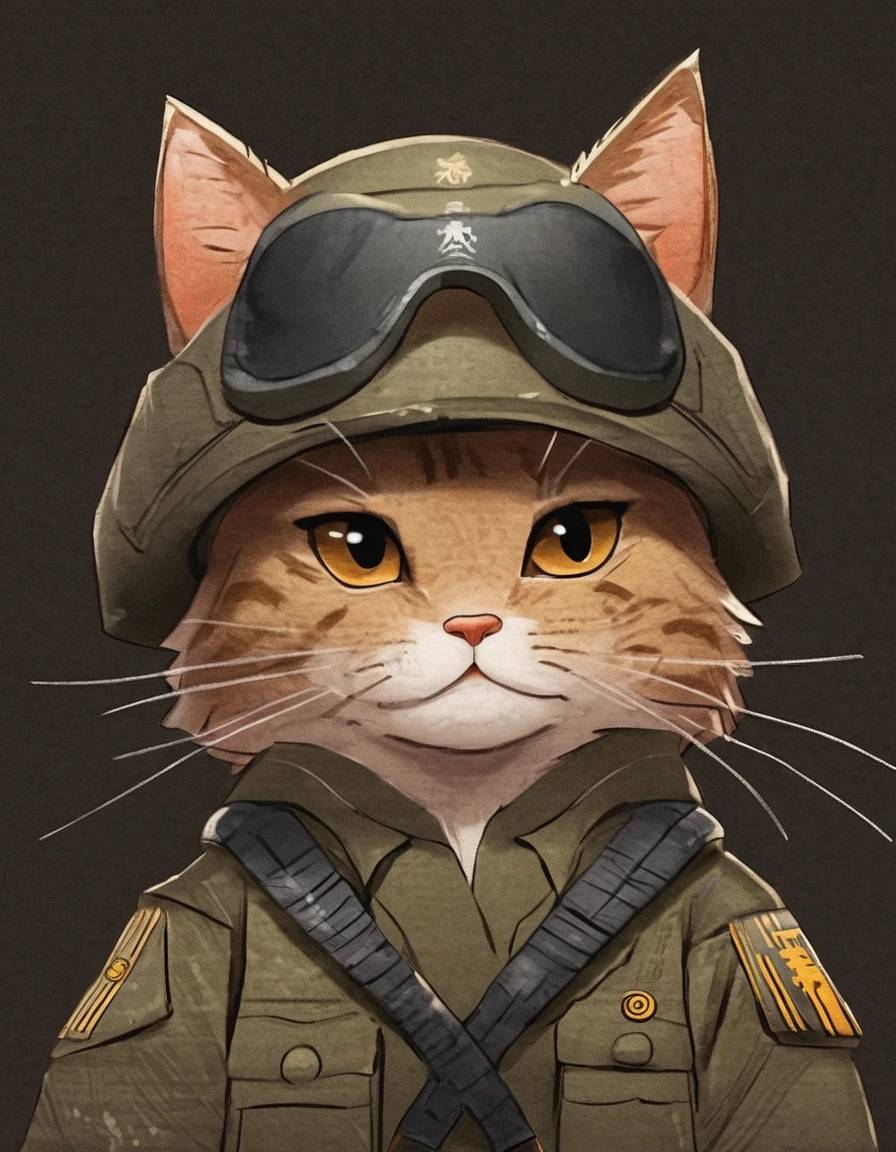 Nelly_art style, Meikun Wild Cat, Dressed in military uniform, The eyes were angry and yellow., Cat loading a MIM-104 Patriot rocket launcher., Gray cat