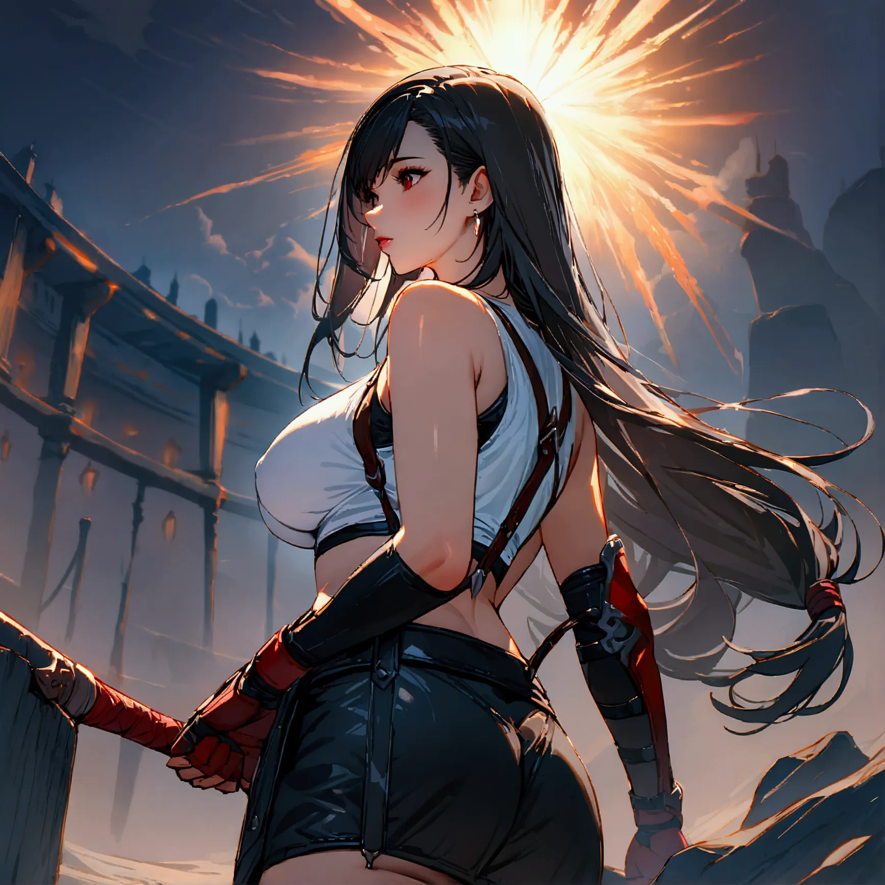 black hair,tifa lockhart,final fantasy,8k,beautiful,best quality,detailed,exquisite,extremely detailedfinely detailed,high quali...