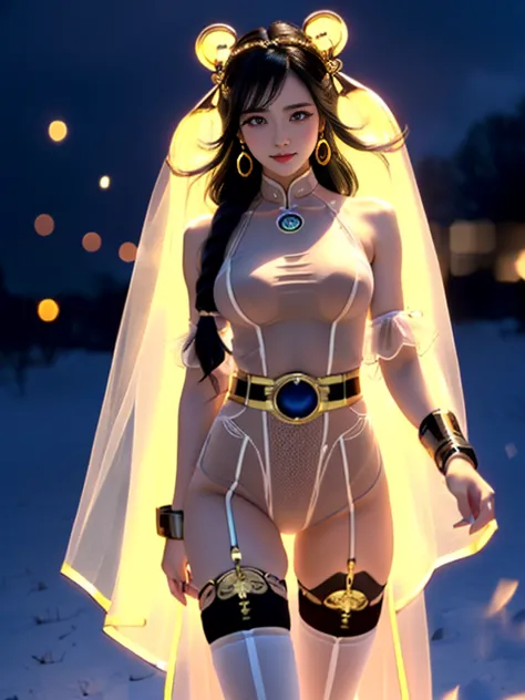 a female model, (race:chinese),((night),(moonlight,fall)), (8k ultra hd, 8k, ultra-high resolution, best quality, masterpiece, s...