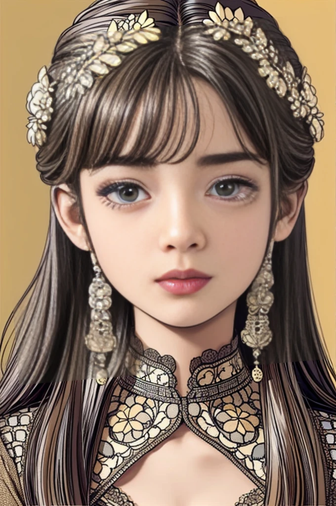 Highest quality, Realistic, photoRealistic, Award-winning illustrations, (Intricate details: 1.2), (Subtle details), (Intricate details), 8-year-old girl、Flat Chest