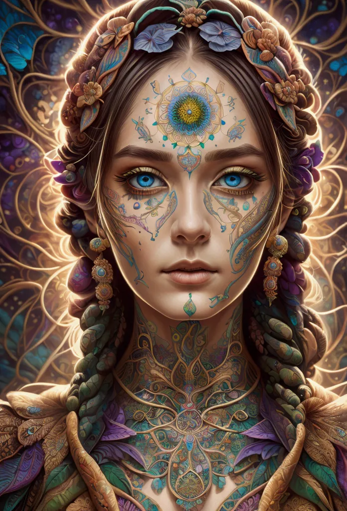 an extremely psychedelic portrait of a healer, surreal, lsd, face, detailed, intricate, elegant, agile, highly detailed, digital...