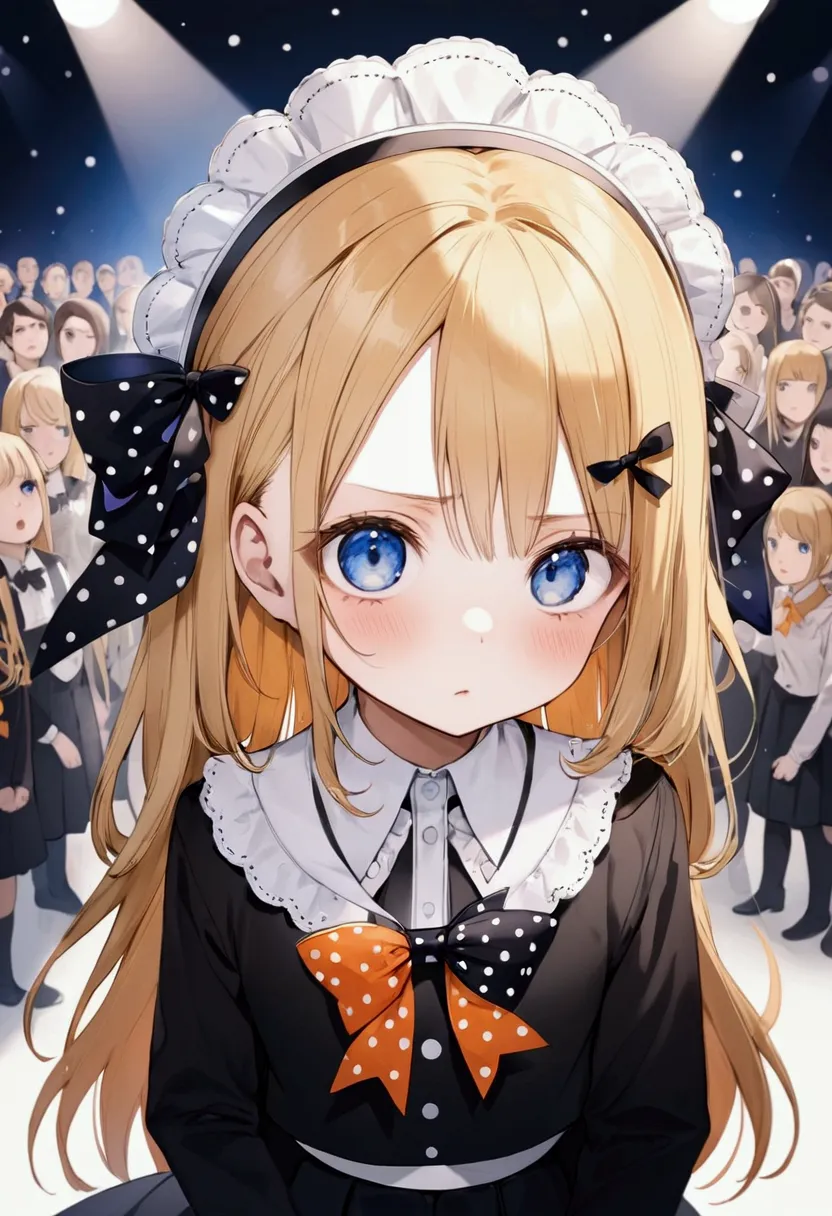 fraction_9, fraction_8_direction_7_direction_6_up, 1 girl, solitary, abigail williams \(destiny\), bow, blonde hair, hair bow, b...