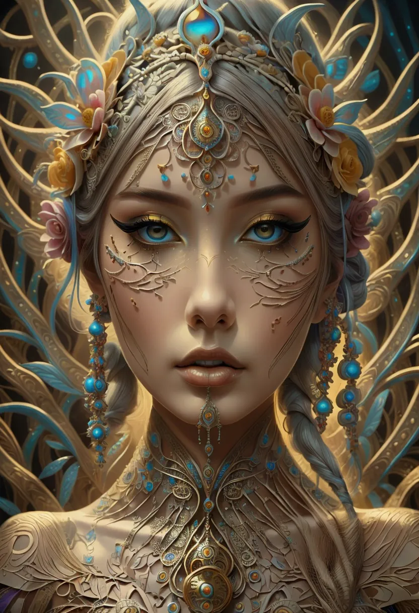 an extremely psychedelic portrait of a healer, surreal, lsd, face, detailed, intricate, elegant, agile, highly detailed, digital...