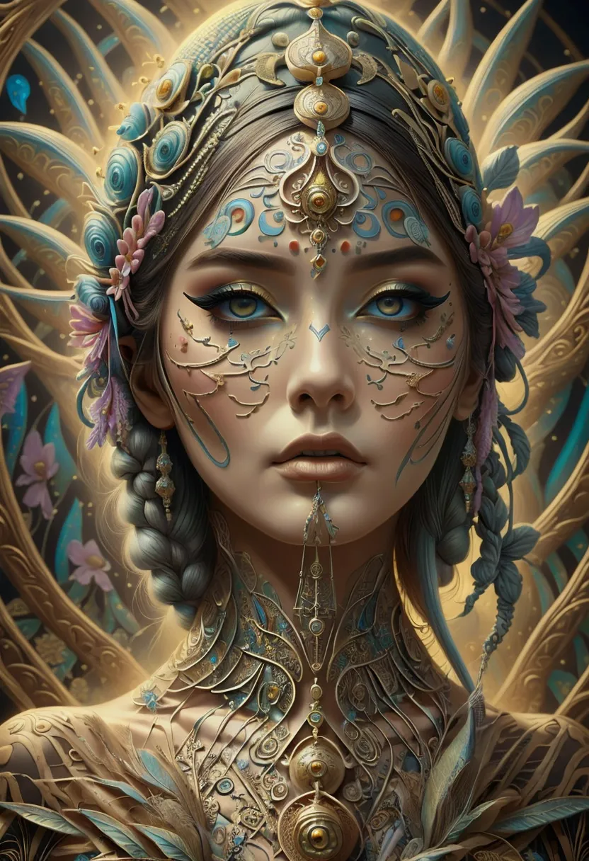 an extremely psychedelic portrait of a healer, surreal, lsd, face, detailed, intricate, elegant, agile, highly detailed, digital...