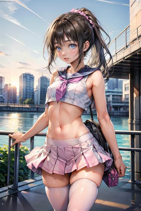 Beautiful nipple stand、1 girl, ( Looks very young:1.2) , (Flat Chest:1.2), High school girl sailor costume Looks very young.... ...