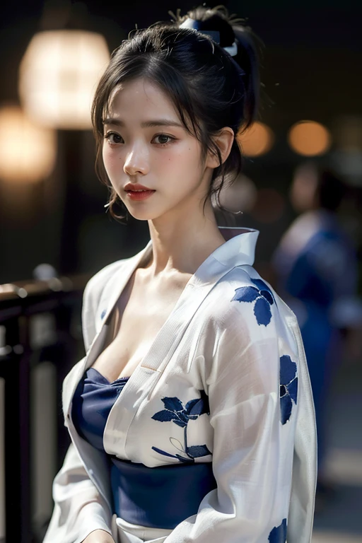 ((((fancy yukata, ponytail))), (walking sideways, festivals, in the city, at night, cleavage that boldly looks through the yukata, looking sideways, walking in parallel, angle from above), (very dark lip gloss, pitch black lipstick, so many eyelashes, pitch black eyeshadow), NSFW, 8k, RAW photos, highest quality, high resolution: 1.1, hyper-realistic: 1.4, Realistic, super detail, photorealistic: 1.3, absurdity, masterpiece, urzan-6500-v1.1:0.33, beautiful_mistake-6500:0.66, pureerosface_v1:0.33, raw photo: 1.2, open mouth, soft light, cinema light, film grain, whole body, depth of field,, blurred background, eye focus, young, 85mm lens, f/1.4, professional lighting, portrait, photon mapping, radiosity, physically based rendering, transparency, Japan girls, sexual arousal: 1.5, realistic face, realistic body, realistic skin, clean: 1.8, big breasts: 1.3, teary bogs, watery eyes, raised eyebrows, good style, camel toes, smile, charming smile, fluffy clothes, beautiful collarbones, Beautiful buttocks