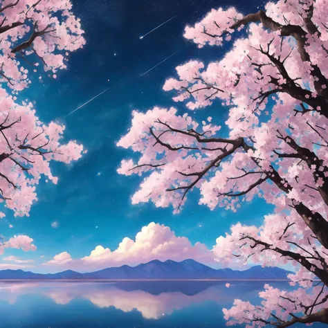 cherry blossoms as stars, night sky, beautiful, 4k, masterpiece