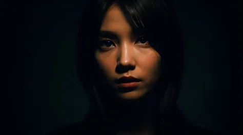 one-girl，deep dark background，cinematic lighting，