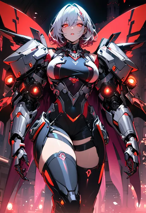 a portrait of mecha female vampire in a dark gothic cyberpunk church, an exotic exquisite beautiful mecha female vampire, dynami...