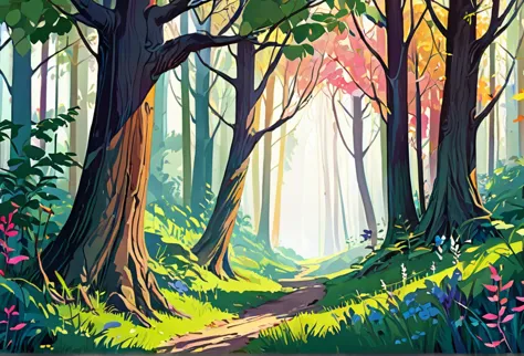 Part way in, wilderness, trees, land. 
 (masterpiece best quality:1.2) delicate illustration ultra-detailed, illustrations, brig...
