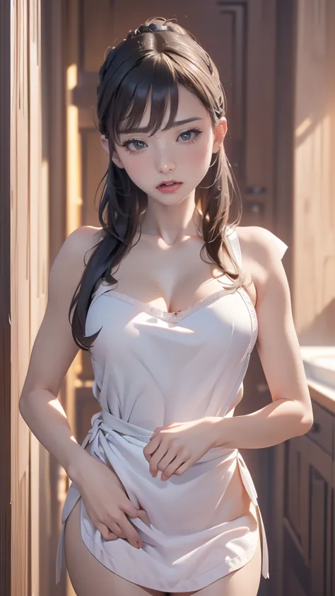 (random porn pose:1.2),apron,(thin type:1.8),(large breasts),(random hairstyle),(highest image quality, (8k), ultra-realistic, b...