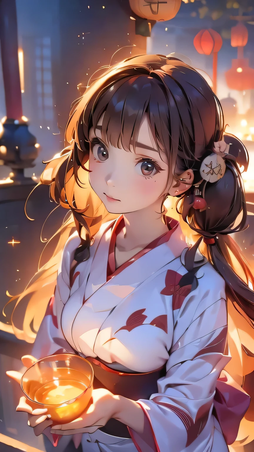 ((Looking up at the fireworks:1.5)),((One Girl:1.5),Curvy,,Beautiful breasts,Large Breasts,Pale skin,(Erect nipples)),((Long Hair),(Thin Hair:1.8),(Twin tail hair:1.5),(Swept-apart bangs:1.5),(Very light coppery amber hair:1.5),(Hair on one eye:1.2)),((Realistic),8k,Ultra HD,High resolution,Highest quality,masterpiece,(before:1.5),(dynamic:1.5),(bold:1.5)),((Dressed:1.5),(Japanese Yukata:1.5))