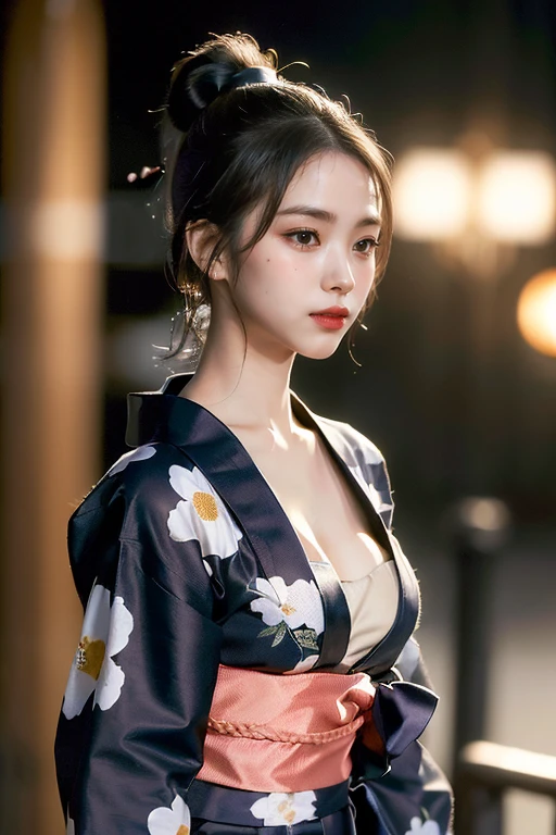 ((((Downn fancy yukata, ponytail, 17 years old))), (walking sideways, festivals, in the city, at night, cleavage that boldly looks through the yukata, looking sideways, walking in parallel, angle from above), (very dark lip gloss, pitch black lipstick, so many eyelashes, pitch black eyeshadow), NSFW, 8k, RAW photos, highest quality, high resolution: 1.1, hyper-realistic: 1.4, Realistic, super detail, photorealistic: 1.3, absurdity, masterpiece, urzan-6500-v1.1:0.33, beautiful_mistake-6500:0.66, pureerosface_v1:0.33, raw photo: 1.2, open mouth, soft light, cinema light, film grain, whole body, depth of field,, blurred background, eye focus, young, 85mm lens, f/1.4, professional lighting, portrait, photon mapping, radiosity, physically based rendering, transparency, Japan girls, sexual arousal: 1.5, realistic face, realistic body, realistic skin, clean: 1.8, big breasts: 1.3, teary bogs, watery eyes, raised eyebrows, good style, camel toes, smile, charming smile, fluffy clothes, beautiful collarbones, Beautiful buttocks