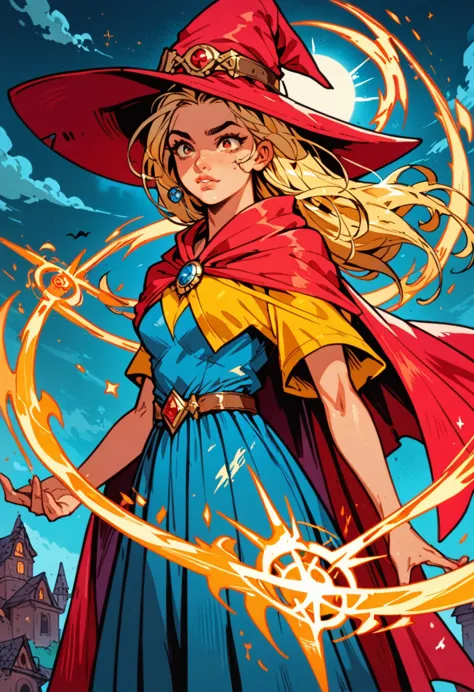 teen blonde girl , normal clothes , demigod , daughter of the sun , powerful , whole body , big tits , spell ,  witch