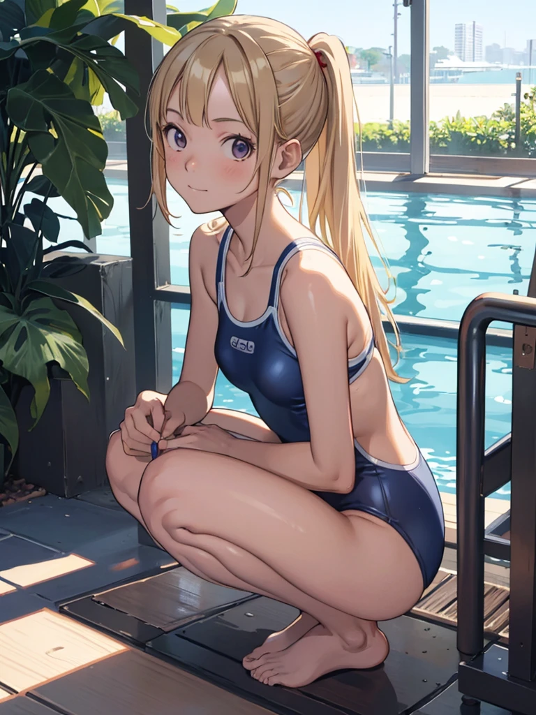 8KCG,Masterpiece,
solo,14yomylittlesisters,hight160cm,tanline:1.3,
littlesmile,perrfectanatomy,
poolside,
onepieceschoolswimsuit,onepiece,
squat,ponytailcutejapaneseidolgirl,
straight lightblondehair,noshoes,