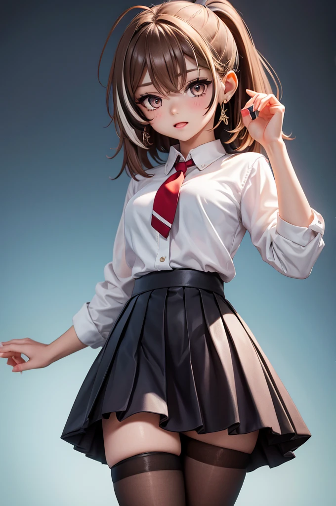 There's this 14 year old freshman at high school, and her name is "Yuki". She's short and , with pale skin, dark indigo eyes, and long black hair that falls down to the middle of her back, with some of it covering the gap between her eyes. Wears a fairly typical of a white button up shirt, red tie, red pleated skirt, and black pantyhose.
