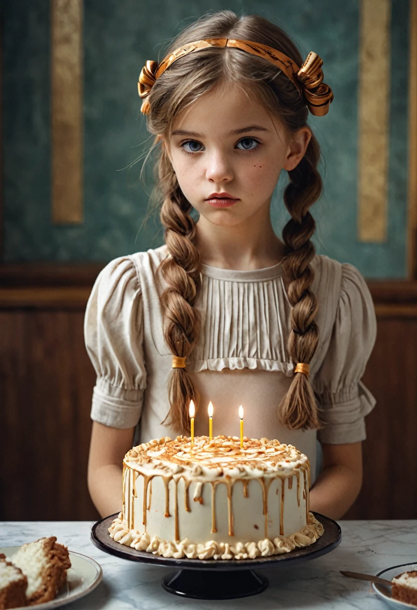 (Cinematic photography:1.3) from (Hip High Photos:1.3),(skinny:1.3) Beautiful 12 year old girl, (ComplexLight brown hair), Highly detailed textures кожи, Realistic texture кожи, Look straight into the camera, (View your viewers) ), Pouting, cake, Shine, dramatic, dream-like, naked, elegant, strange, kid, Высокодеталfromированный, Complex, UHD Digital Photography, Fantasy Theme, Narrow shoulders, , Beautiful girl, wonderful, Beautiful body, Highly detailed full-body shots, dream-like, cake, watercolor, strange, kid, Detailed Hair Ribbon, Highly detailed textures, Realistic texture, Digital Painting, Highly detailed photos, (art deco: 1 .хоторалfromм:1.3),(Classic realfromm:1.3),(Fujifilm Superior:1.3),натуралfromм, Golden Hour Light,