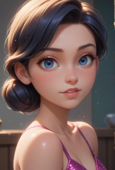 score_9, score_8_up, score_8, 1girl, glitter, high_resolution, detailed, portrait, shiny skin, multicolor, ,disney pixar style