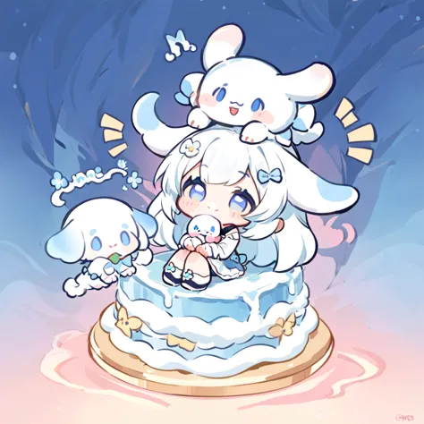 1 chibi girl and sanrio , cinnamoroll,