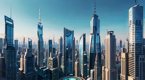 a futuristic city with skyscrapers