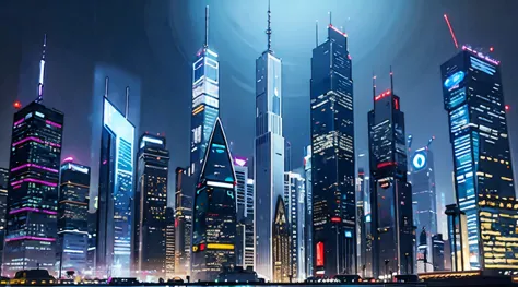 a futuristic city with skyscrapers