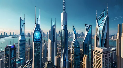 a futuristic city with skyscrapers