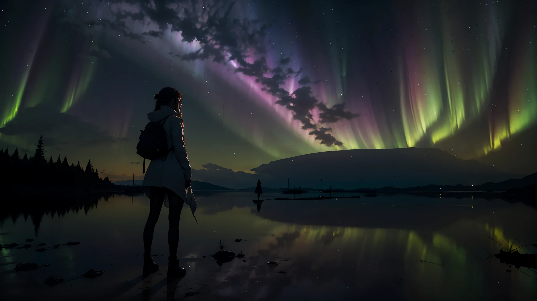 Aurora and a woman