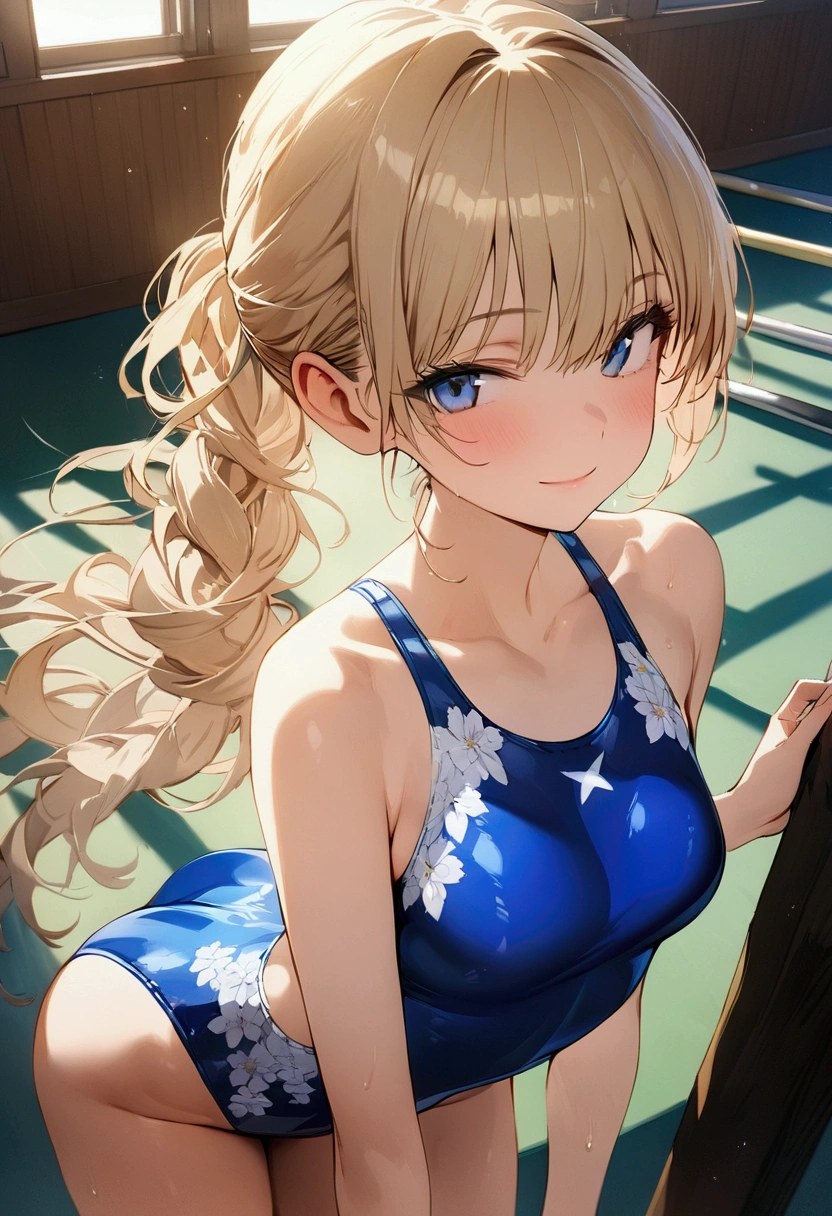 highquality illustration, masterpiece, very delicate and beautiful, attractive girl,(gymnastics leotard, Floral patterns leotard,long_sleeve leotard,high_leg leotard,athletic leotard,tight-fit leotard),thin,slender body,slim,high school,gymnasium background,gymnastics club,gymnastics athlete,princess, beautiful eyes,light smile,(masterpiece, best quality:1.2), highres, extremely detailed CG unity 8k wallpaper, perfect lighting, Colourful, ultra-high res,4K,ultra-detailed, photography, 8K, HDR, 17 ages, 