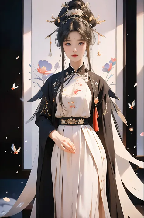 /i chinese miao girl, illustration style with 3 d high-precision engine rendering, tim walker master style, beautiful face, blac...