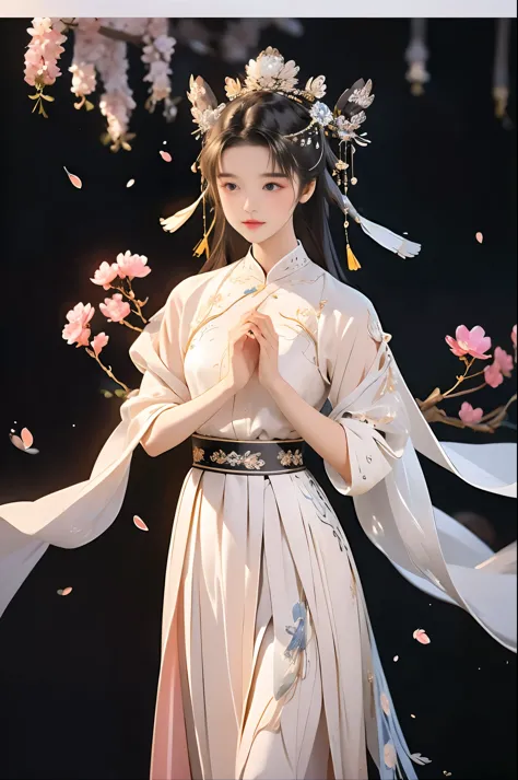 /I Chinese Miao girl, illustration style with 3 d High-precision engine rendering, Tim Walker master style, beautiful face, blac...