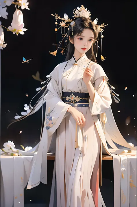 /I Chinese Miao girl, illustration style with 3 d High-precision engine rendering, Tim Walker master style, beautiful face, blac...
