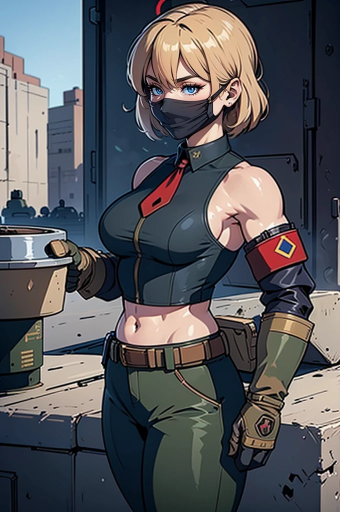 A female superhero wears a leather armored suit and wears a mask over her face in a (DC style),1girl, solo, masterpiece), (best quality), anime art style, anime illustration, super detailed, high dynamic range, depth of field, (colorful), The artwork is ultra-detailed, Theme is original, gritty, and full of modern warfare elements. Filipino woman, 26 years old, tanned bronze skin, amber eyes, (Wearing: USA marine corps uniform, camouflage military uniform, bullet proof vest, pants, utility belt, armor, boots and gloves), holding and aiming a pistol, closed mouth, looking at viewer, hair between eyes, dynamic pose, fighting on the battlefield, outdoors, warzone, ruined city background, serious face, full body shot, masterpiece, best quality, anime aesthetic, gritty tone, absurdres,（8K， 4K， best qualtiy， A high resolution， 超A high resolution：1.1）， （tmasterpiece， realisticlying， photo-realistic：1.1）， cammy white， Street Fighter 61 girl， the face， closeup cleavage， double tails， blond hairbl， 黑The eye， Redlip， （looking at viewert：2）， Medium hair， long eyelasher， shadowing， petty face， largeeyes， exposed bare shoulders， hight contrast，Large breasts,1 girl, beautiful, perfect lighting, muscular, thick thighs, mature woman, milf, navel, abdomen, (masterpiece, high quality: 1.1), anime waifu bodybuilder, beautiful face, debatalho face, extremely detailed eyes, knight character, green eyes, perfect body, fit body, looking at the sword, character holding a sword, abdomen, large breasts, muscular, ((hair) long and blonde), sarashi white breast, sarashi, underboob, breasts bandages, arm bandages (insanely detailed, beautiful detailed face, masterpiece, best quality), (looking disgusted), konosuba, character A2, (white and torn bandages on the arms and legs), image taken from above, camera away, image with focus on the sword, high quality, white light clothes, sweat splattering, character on guard with sword, knight's pose, sword with sharp blade with brightness, clear image, bl