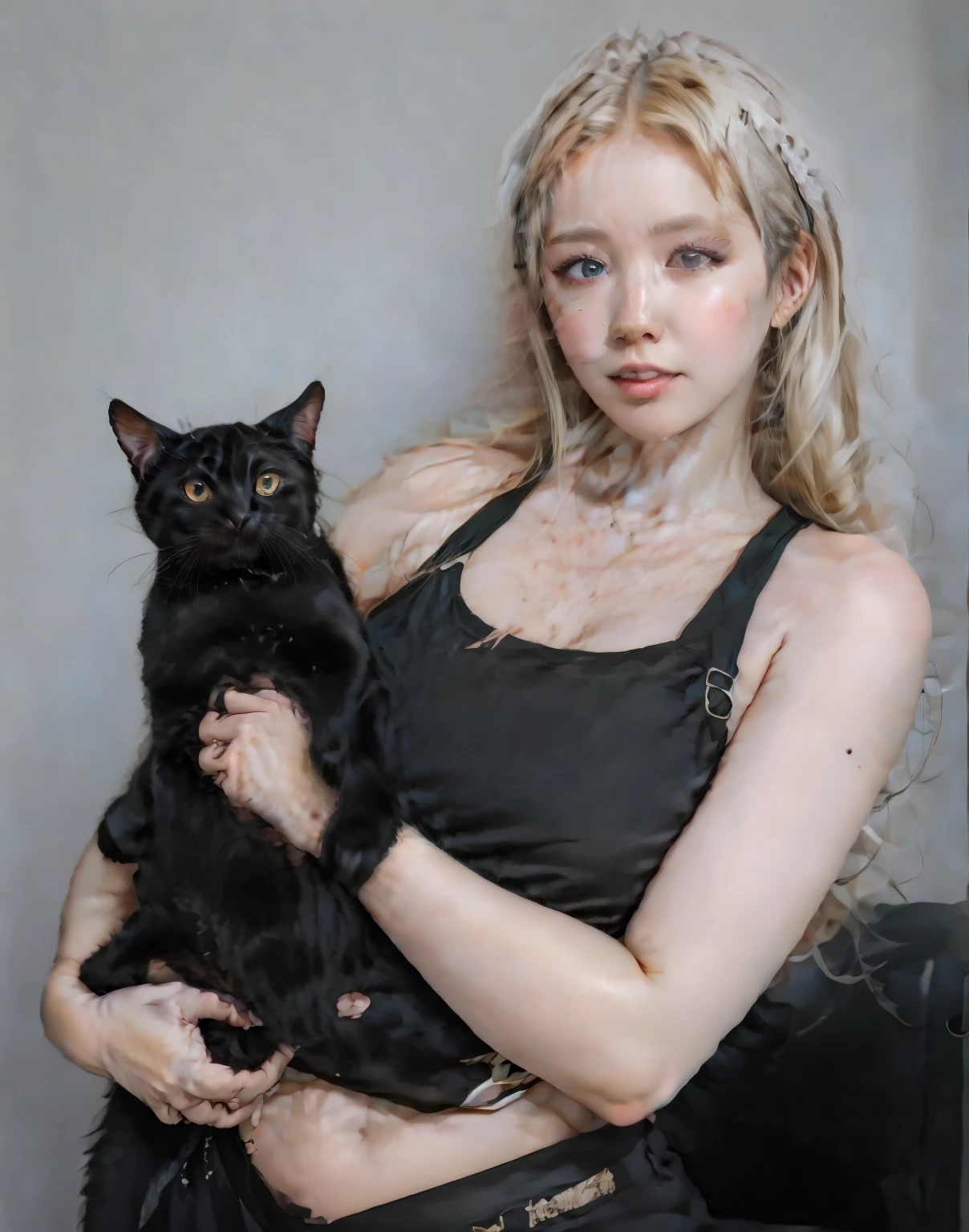 blonde woman with long hair and white dress posing for a photo, a girl with blonde hair, with long blonde hair, linda mulher sul-KOREAN, parque roseanne de blackpink, long blonde hair and big eyes, white hime cut hairstyle, fair skin curly blonde hair, with white long hair, Linda jovem KOREAN,  KOREAN, Heonhwa Choe