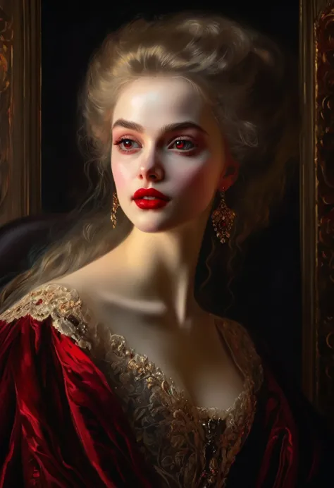 (high resolution,masterpiece:1.2),(realistic:1.37)portrait of an 18th century russian vampire girl of unparalleled beauty. she h...