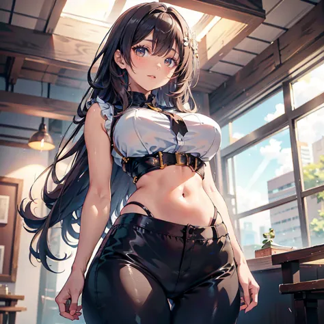 anime kawaii sexy perfect slim sensual body large breast and huge thighs, an intricate and highly detailed illustration of anime...