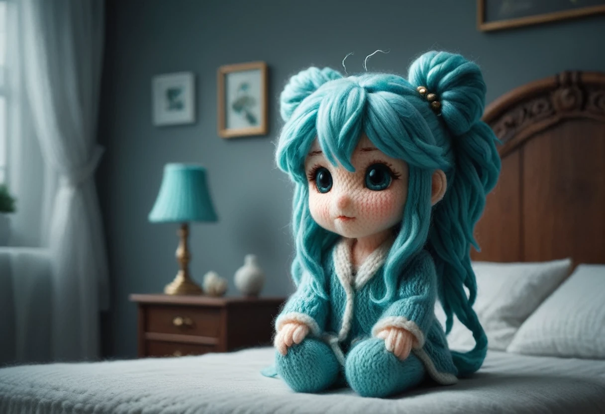 Photo d'une poupée Hatsune Miku, asseoir sur le lit, Chambre simple, bokeh, Très moelleux et mignon, Ambiance chaleureuse et sécuritaire, calme, Une lumière tamisée provenant de la lampe, très détaillé, Ultra réaliste, 4k, haute résolution, Photo de la poupée Donald Trump, asseoir sur le lit, Chambre simple, bokeh, Très moelleux et mignon, Ambiance chaleureuse et sécuritaire, calme, Une lumière tamisée provenant de la lampe, très détaillé, Ultra réaliste, 4k, haute résolution, Complexe, élégant, Hautement renforcé, dynamique ambiante dramatique, riche, couleur sombre, Un film magnifiquement construit, d'une perfection cinématographique.