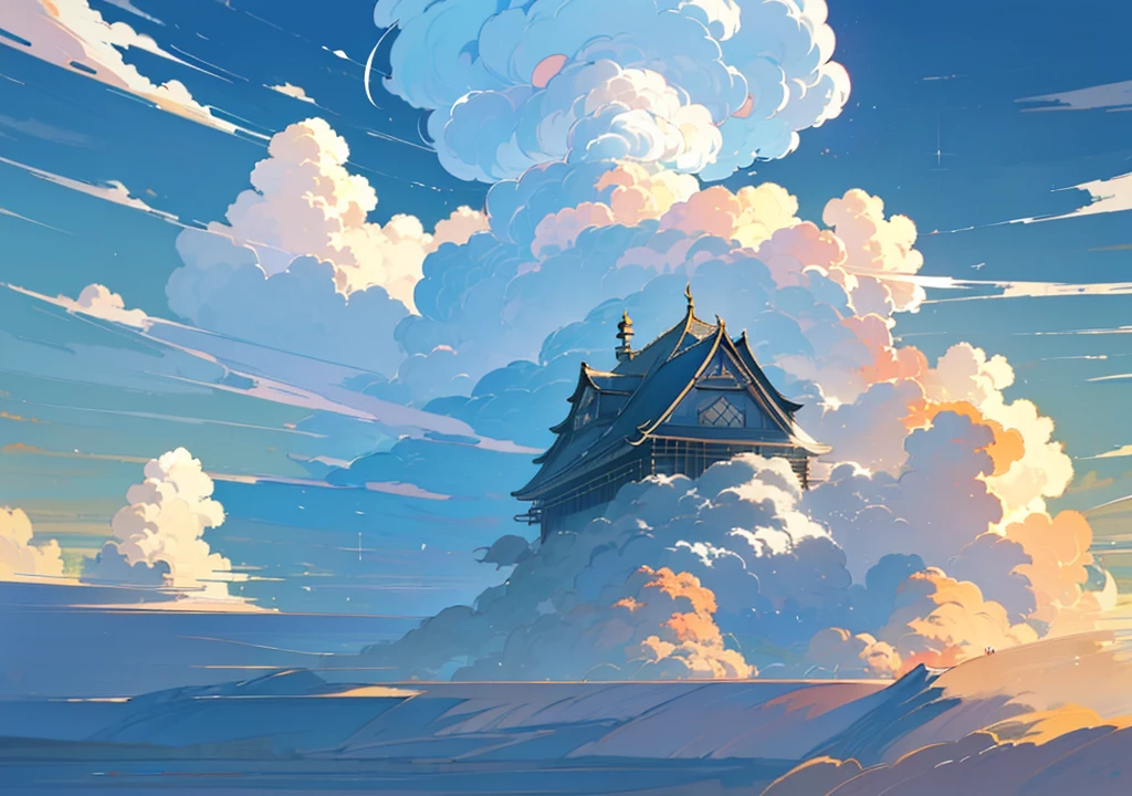 (Floating House, The house is floating, beautiful空, cumulonimbus), nature, beautiful, beautiful, beautiful空, (Landscape painting, Anime Style, Anime Style景, background), (high resolution, Sharp lines, High quality)