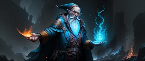 an old fire wizard doing a great spell, Emphasis on your action, ultra detailed textures, layers of textures true to reality, pr...