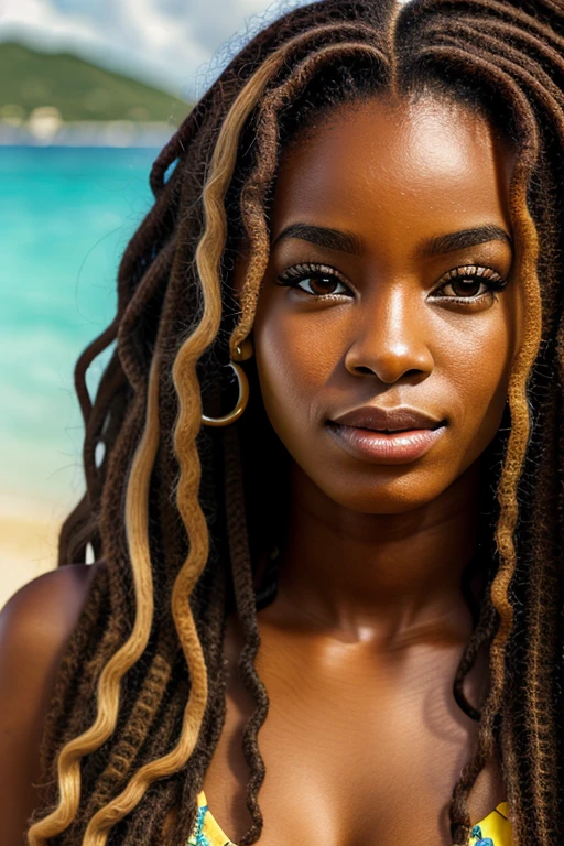 Carribbean woman beautiful face with locks